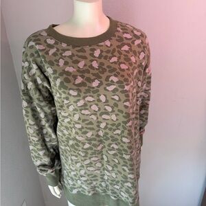 Leopard Print Green Sweater